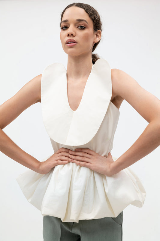 Corina - Ivory Peplum Blouse
