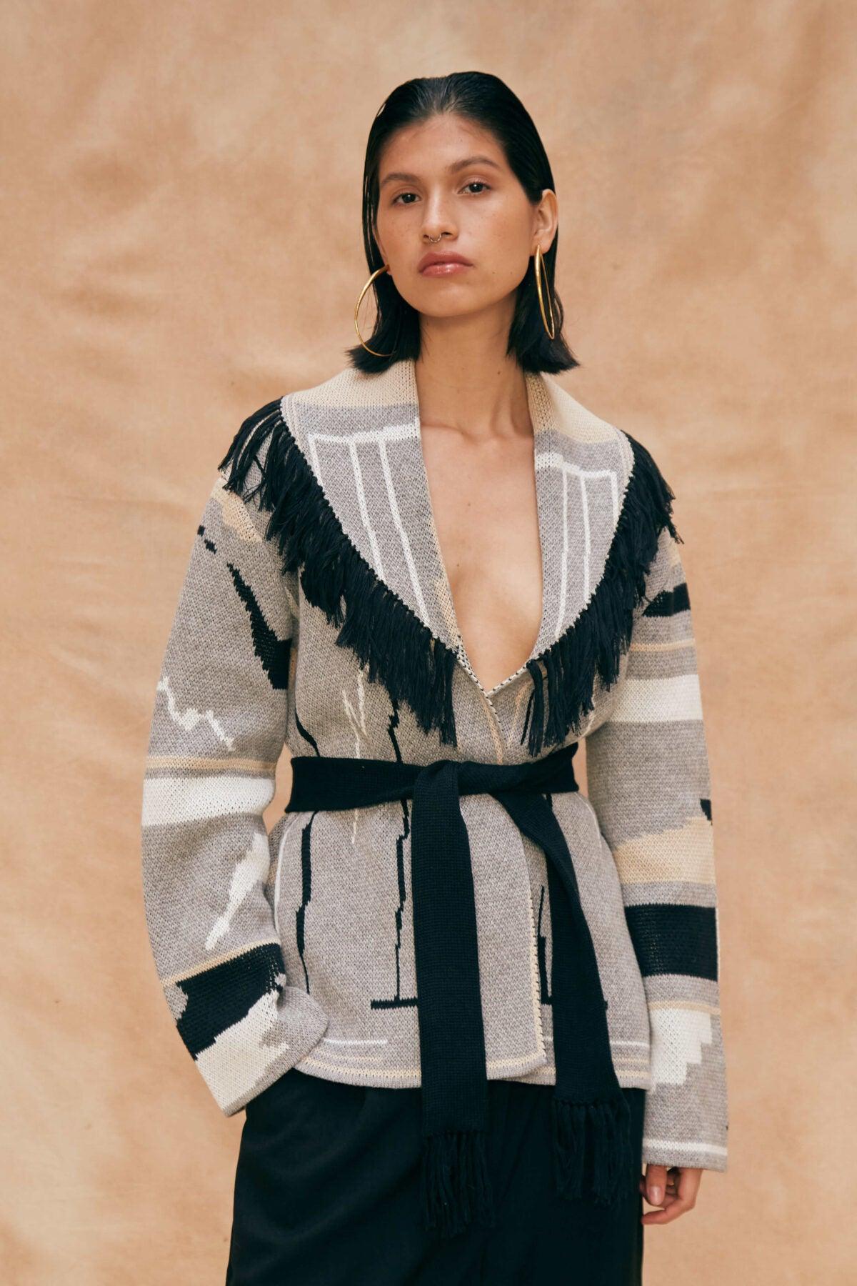 Thierra - Gray Belted Cardigan