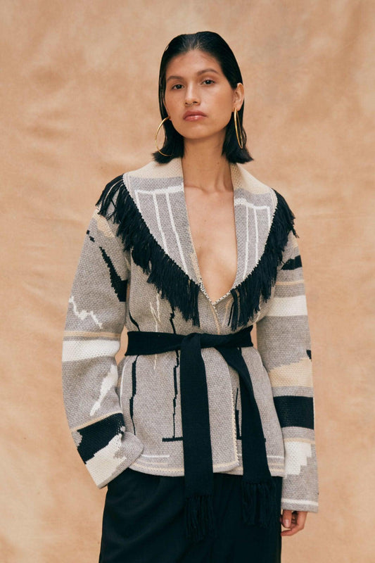 Thierra - Gray Belted Cardigan