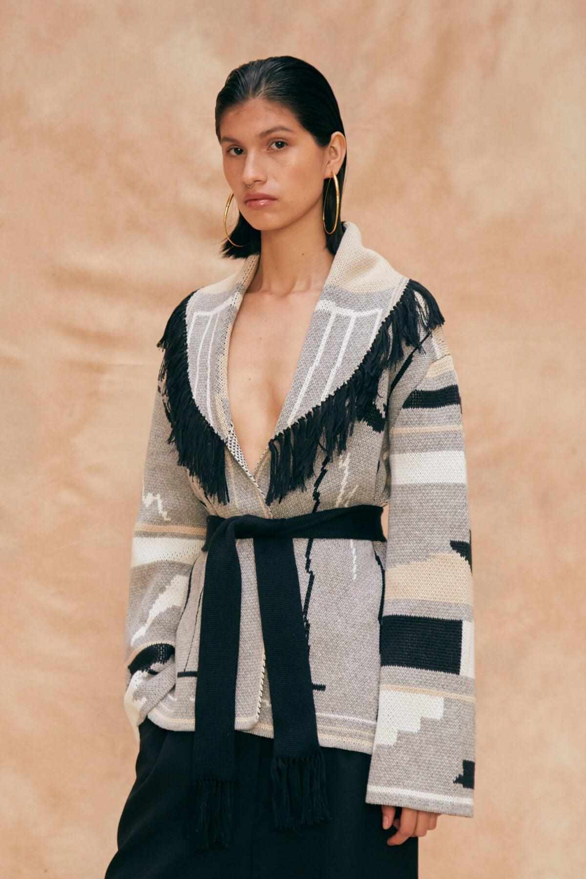 Thierra - Gray Belted Cardigan