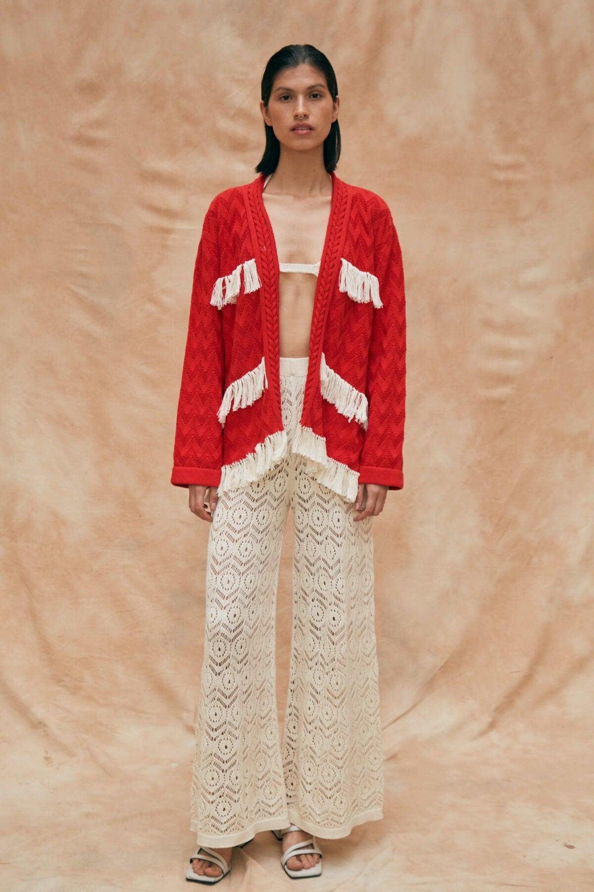 Nazca - Red Belted Cardigan