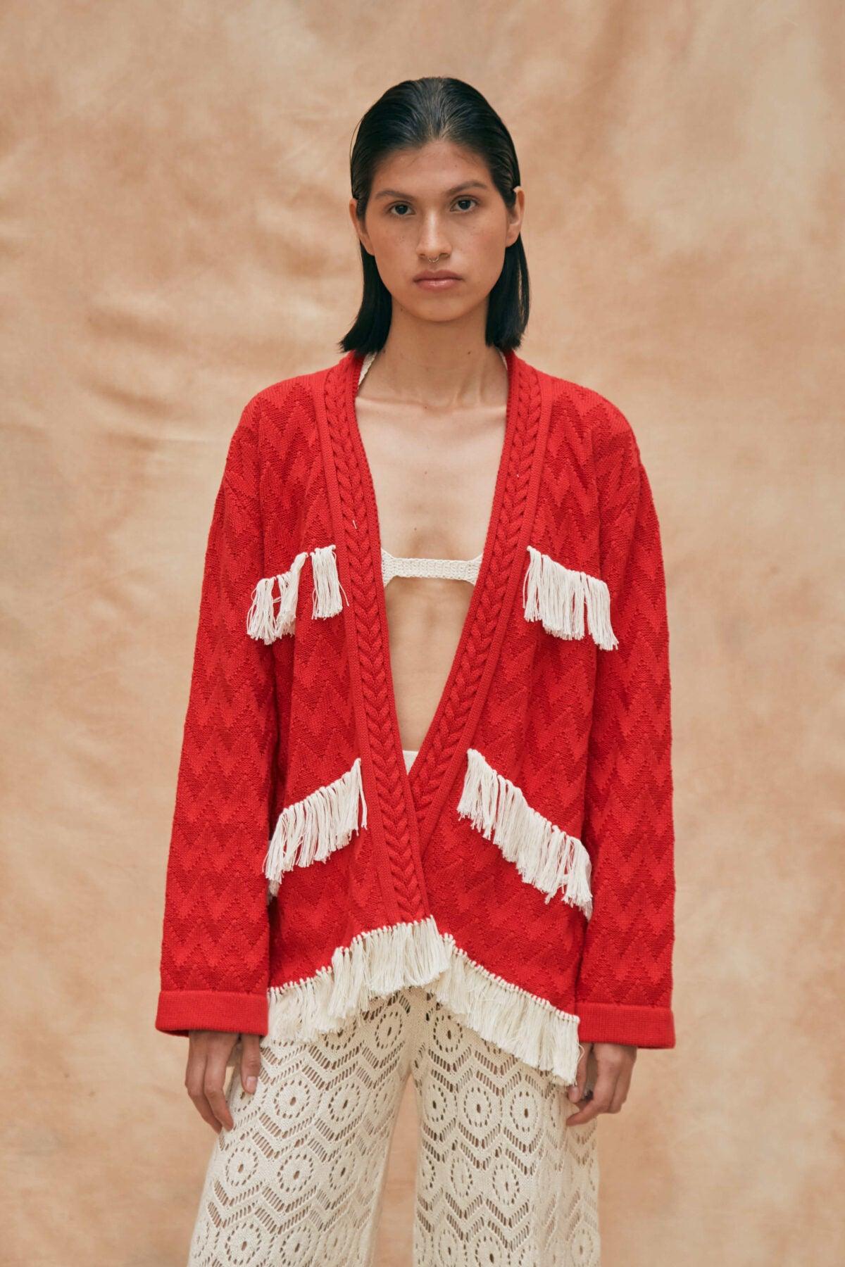 Nazca - Red Belted Cardigan