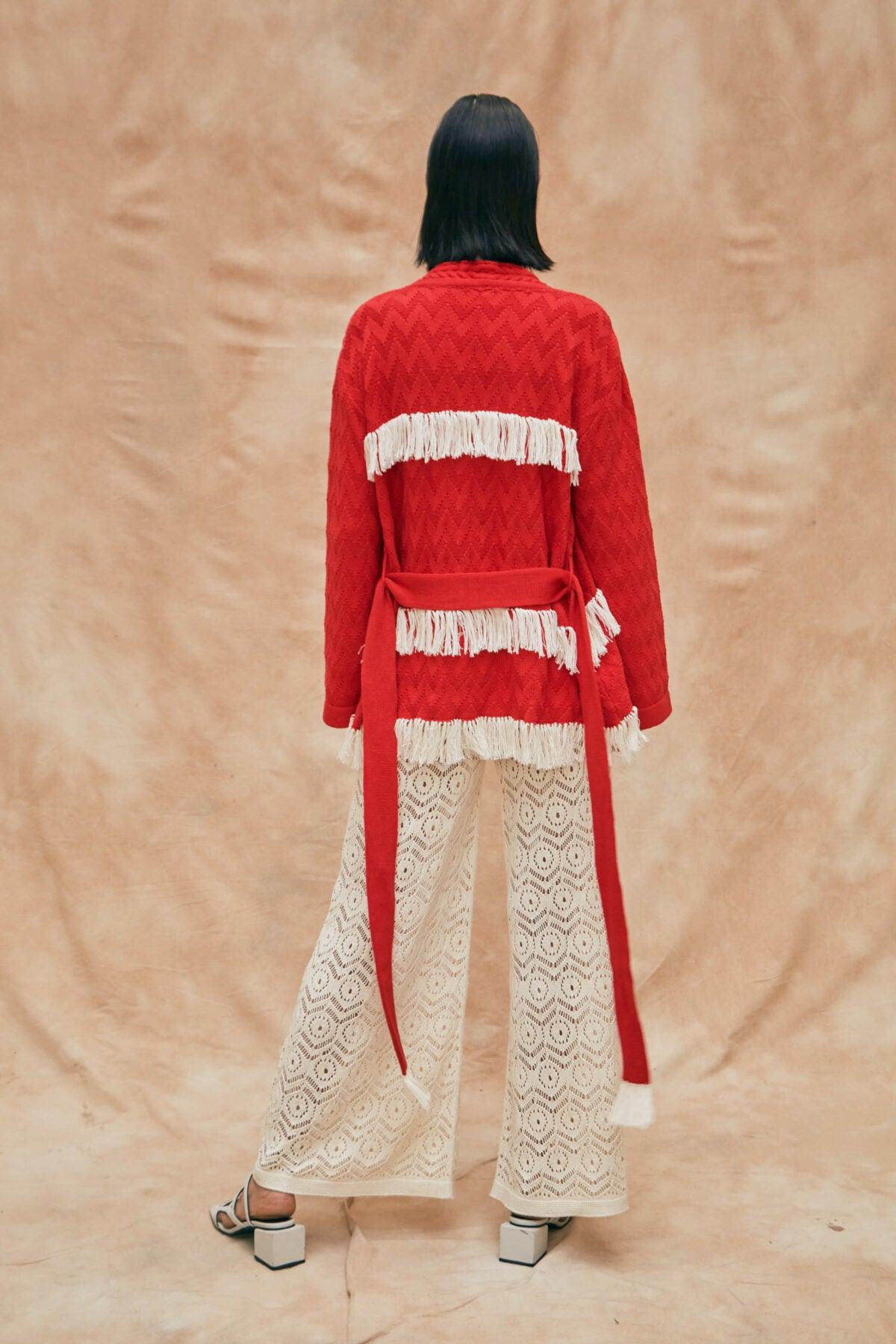 Nazca - Red Belted Cardigan