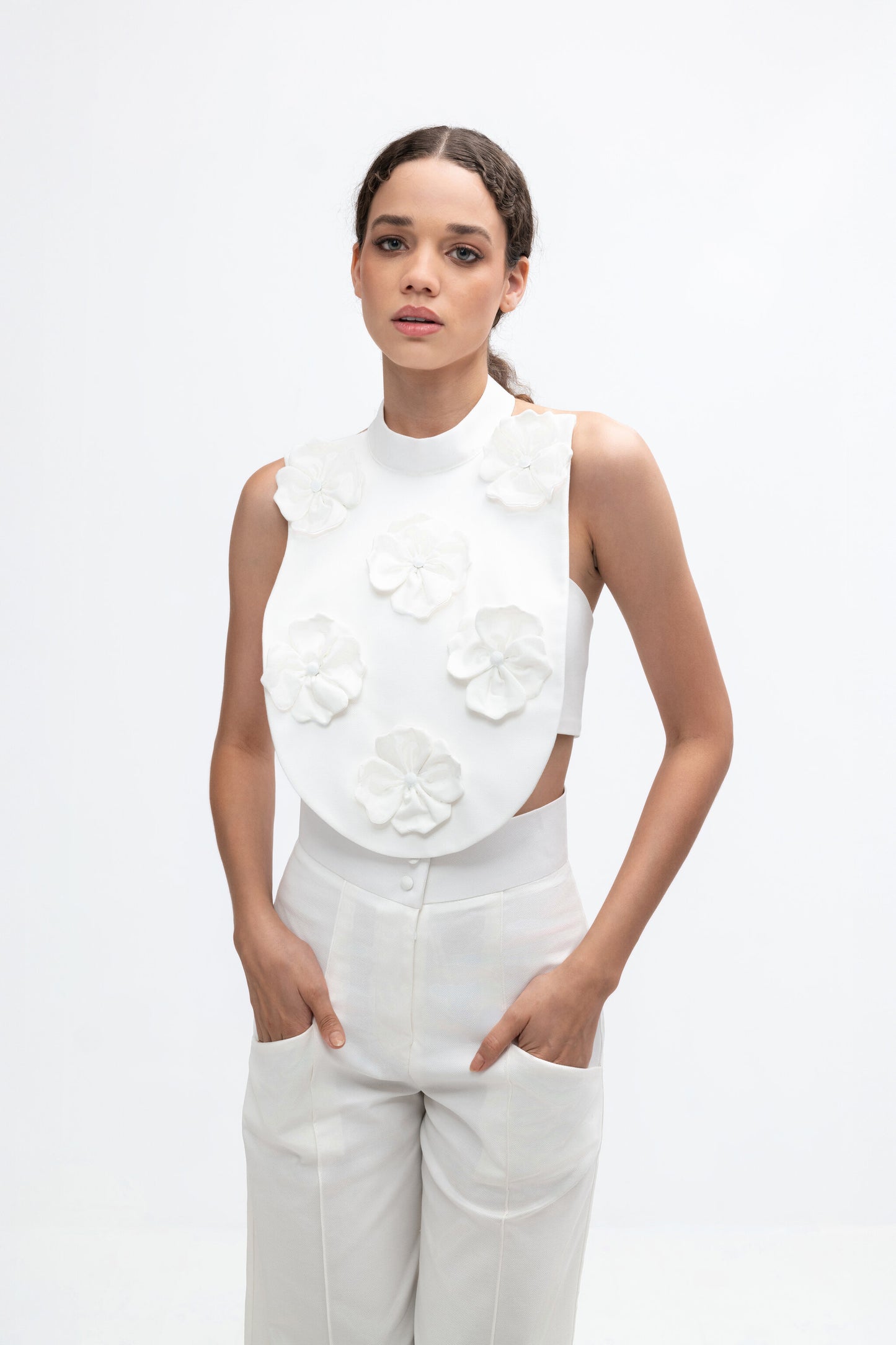 Pia - White Floral Top