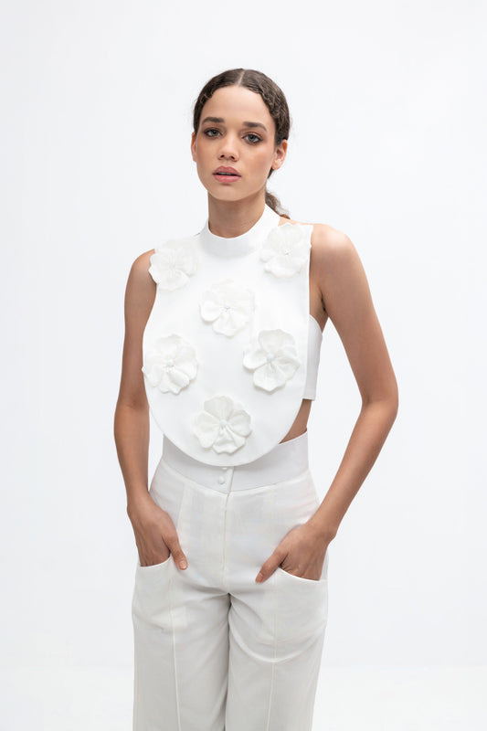 Pia - White Floral Top
