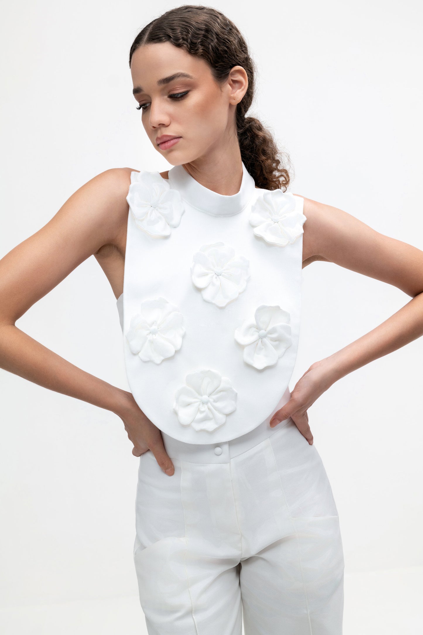 Pia - White Floral Top