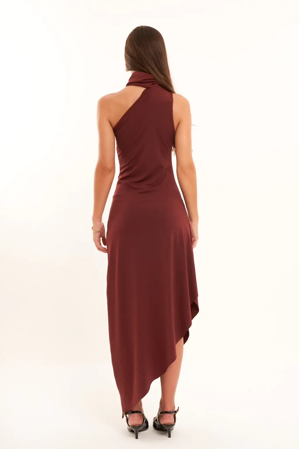 Mia - Brown Asymmetric Dress