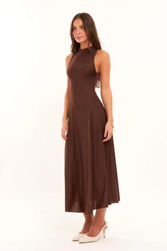 Dafne - Brown Midi Dress