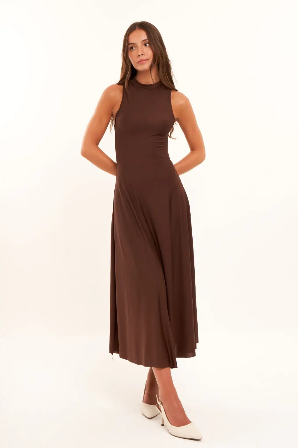 Dafne - Brown Midi Dress