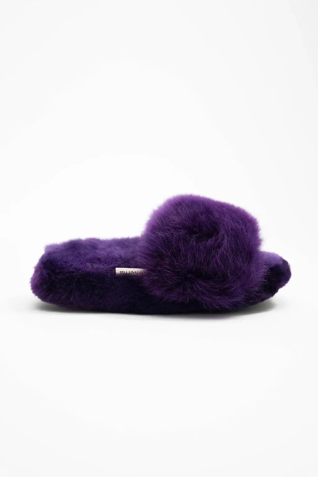 Pompones - Purple Alpaca Fur Slippers
