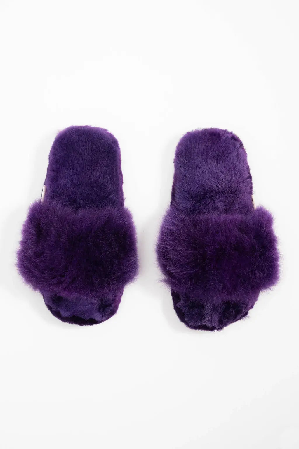 Pompones - Purple Alpaca Fur Slippers