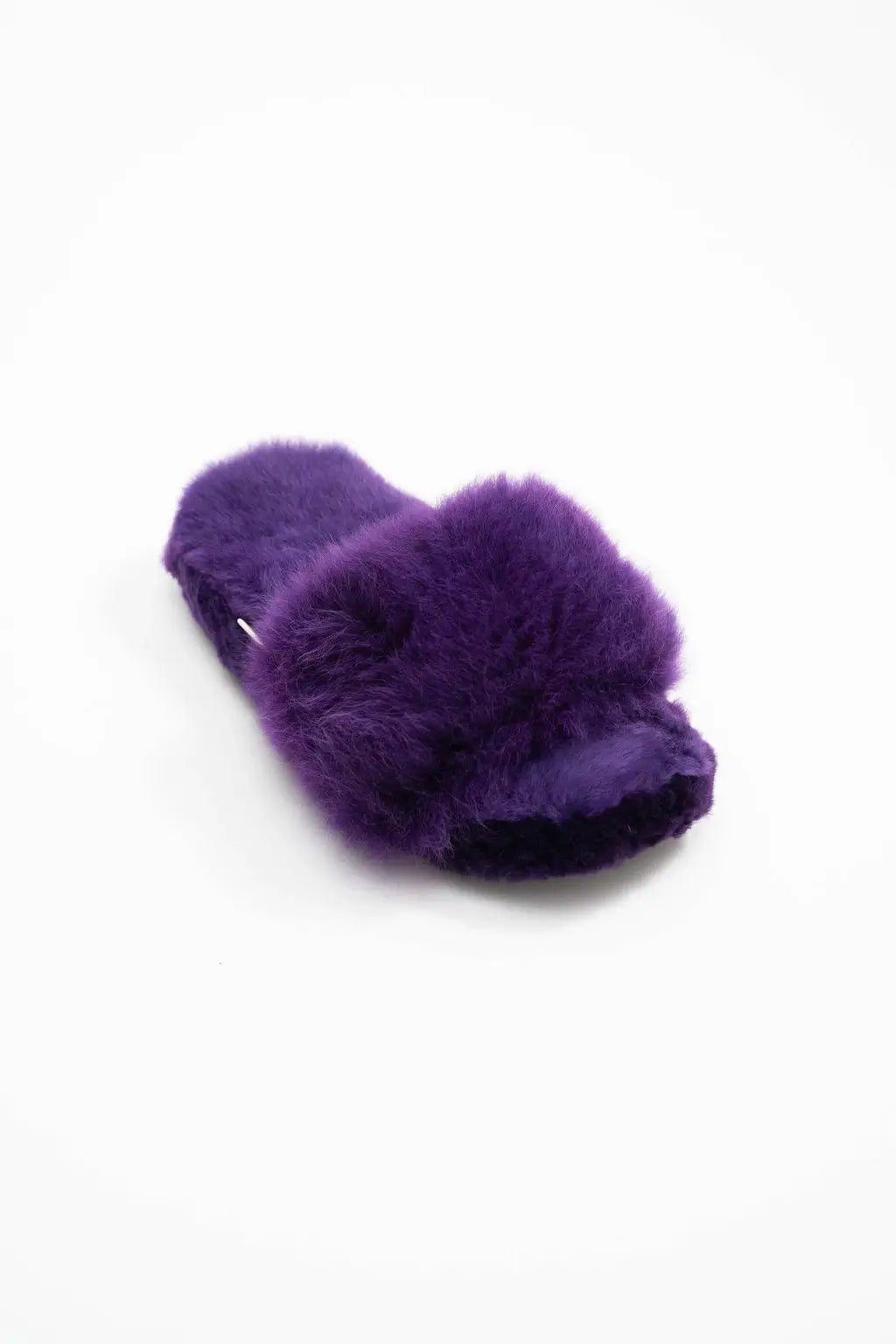 Pompones - Purple Alpaca Fur Slippers