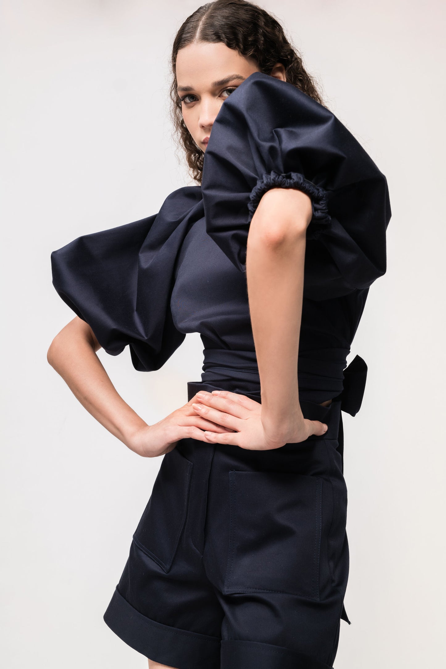 Elara - Navy Crop Top